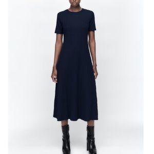 NWT Zara cotton rib dress navy blue